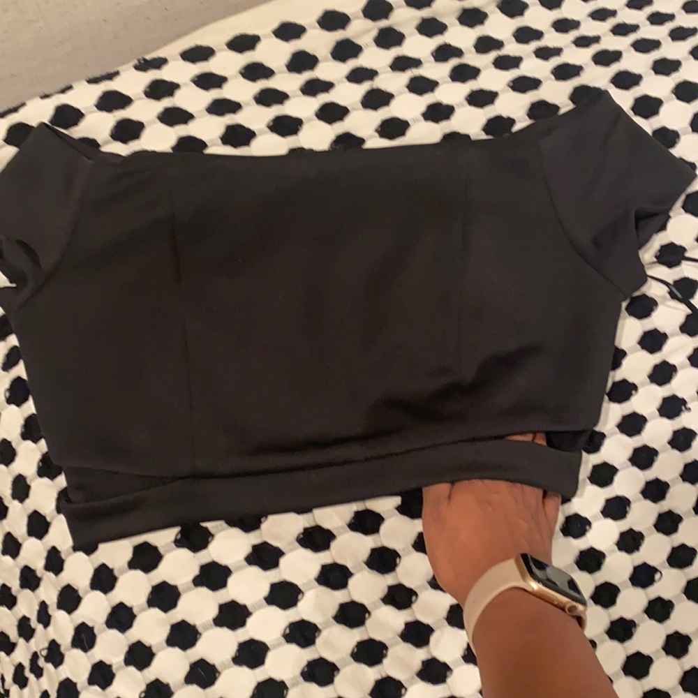 Black off the shoulder crop top with splits size M